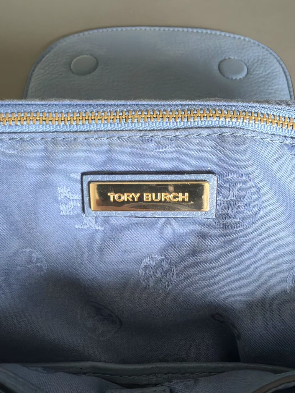 Tory Burch Genuine Leather Backpack Blue Pebbled Leather Excellent Cond. - Picture 4 of 12